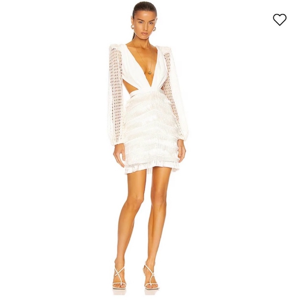 PatBO Cut-out Fringe Mini Dress sleeves
